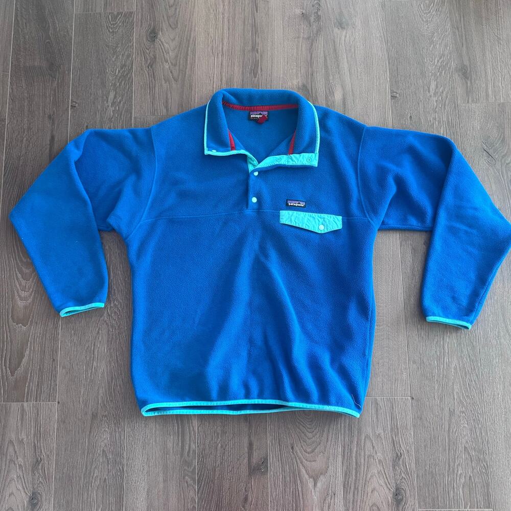 Patagonia Synchilla Fleece Pullover Jacket Snap-T Blue Men Large Lightweight